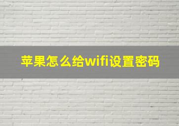 苹果怎么给wifi设置密码