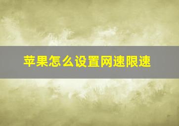 苹果怎么设置网速限速