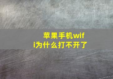 苹果手机wifi为什么打不开了