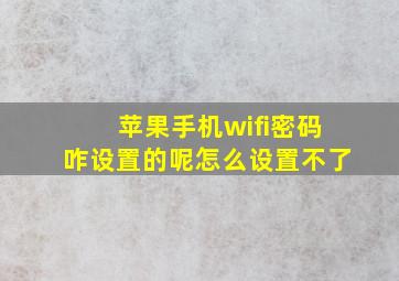 苹果手机wifi密码咋设置的呢怎么设置不了