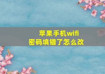 苹果手机wifi密码填错了怎么改