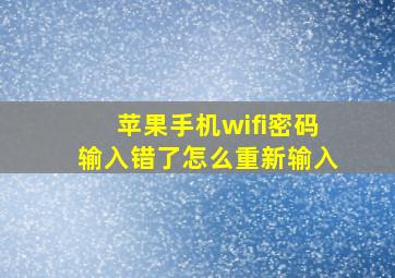 苹果手机wifi密码输入错了怎么重新输入