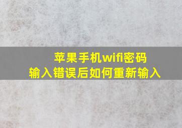 苹果手机wifi密码输入错误后如何重新输入