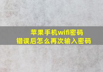 苹果手机wifi密码错误后怎么再次输入密码