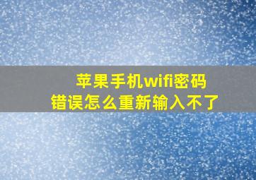 苹果手机wifi密码错误怎么重新输入不了