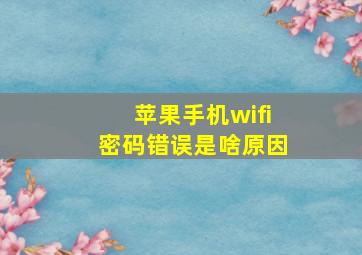 苹果手机wifi密码错误是啥原因