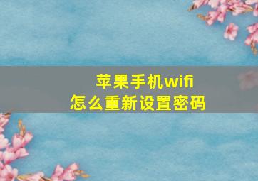 苹果手机wifi怎么重新设置密码