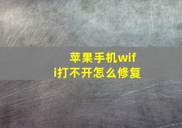 苹果手机wifi打不开怎么修复