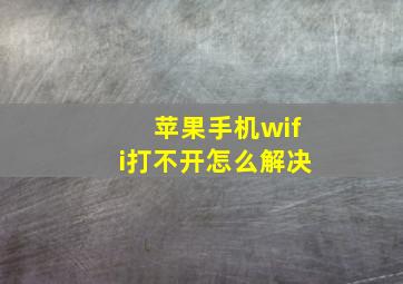 苹果手机wifi打不开怎么解决