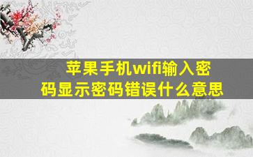 苹果手机wifi输入密码显示密码错误什么意思