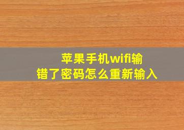 苹果手机wifi输错了密码怎么重新输入