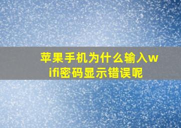 苹果手机为什么输入wifi密码显示错误呢