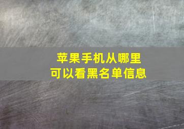 苹果手机从哪里可以看黑名单信息