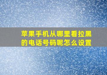 苹果手机从哪里看拉黑的电话号码呢怎么设置