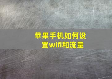 苹果手机如何设置wifi和流量