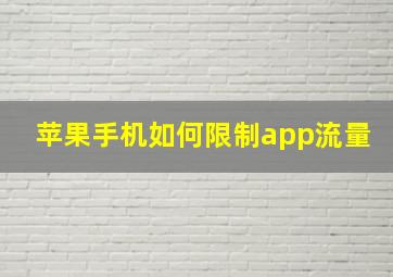 苹果手机如何限制app流量