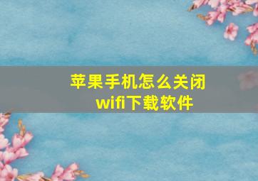 苹果手机怎么关闭wifi下载软件