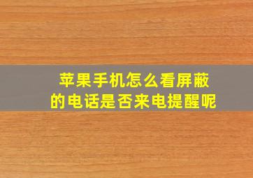 苹果手机怎么看屏蔽的电话是否来电提醒呢