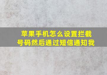 苹果手机怎么设置拦截号码然后通过短信通知我