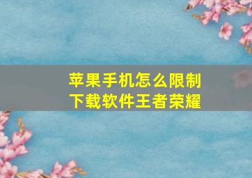 苹果手机怎么限制下载软件王者荣耀