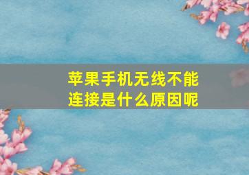 苹果手机无线不能连接是什么原因呢