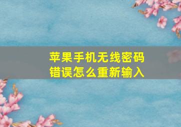 苹果手机无线密码错误怎么重新输入