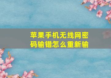 苹果手机无线网密码输错怎么重新输