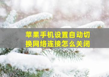 苹果手机设置自动切换网络连接怎么关闭