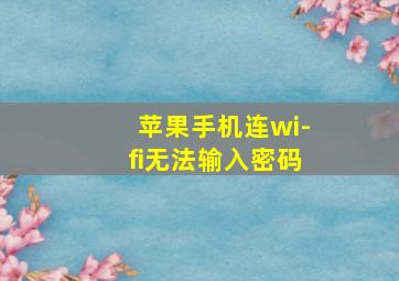 苹果手机连wi-fi无法输入密码