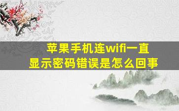 苹果手机连wifi一直显示密码错误是怎么回事