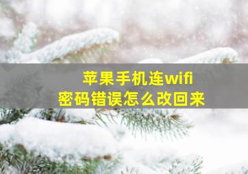 苹果手机连wifi密码错误怎么改回来