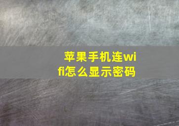 苹果手机连wifi怎么显示密码