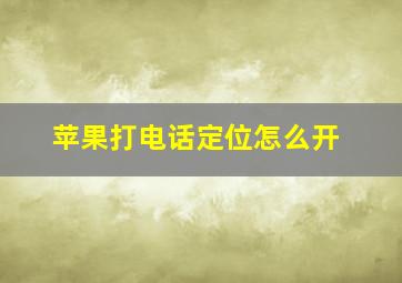 苹果打电话定位怎么开