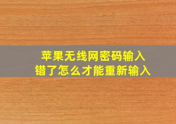 苹果无线网密码输入错了怎么才能重新输入