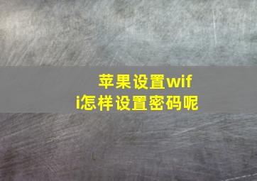 苹果设置wifi怎样设置密码呢