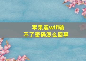 苹果连wifi输不了密码怎么回事