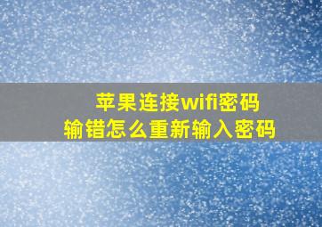 苹果连接wifi密码输错怎么重新输入密码