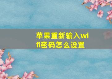 苹果重新输入wifi密码怎么设置