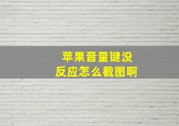 苹果音量键没反应怎么截图啊