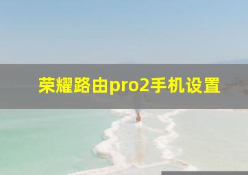 荣耀路由pro2手机设置