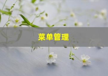 菜单管理