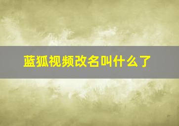 蓝狐视频改名叫什么了