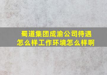 蜀道集团成渝公司待遇怎么样工作环境怎么样啊