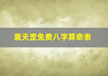 袁天罡免费八字算命表