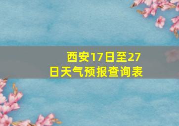 西安17日至27日天气预报查询表