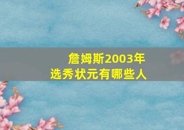 詹姆斯2003年选秀状元有哪些人