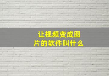 让视频变成图片的软件叫什么