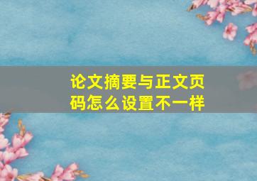 论文摘要与正文页码怎么设置不一样