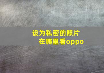 设为私密的照片在哪里看oppo