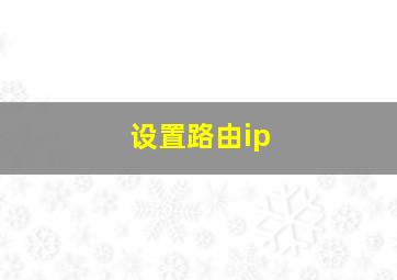 设置路由ip